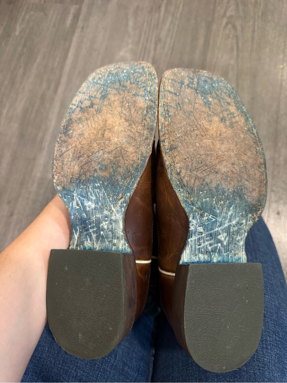 Ariat Brown Leather & Teal Stitch Boots - Picture 5 of 5